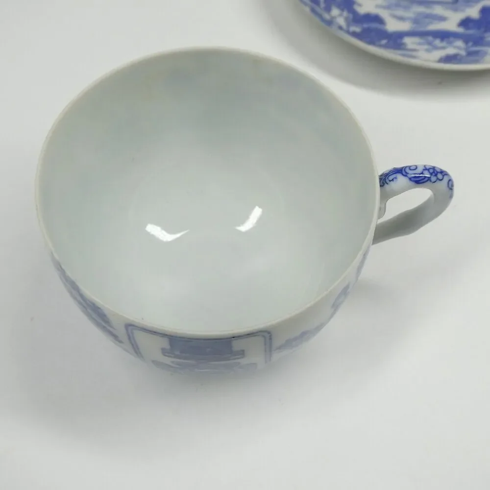 Malkin's Best Tea Cup & Saucer White Blue Porcelain Teacup Vintage
